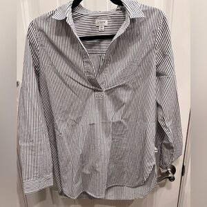 J. Crew Gray and White Striped Button Down Shirt